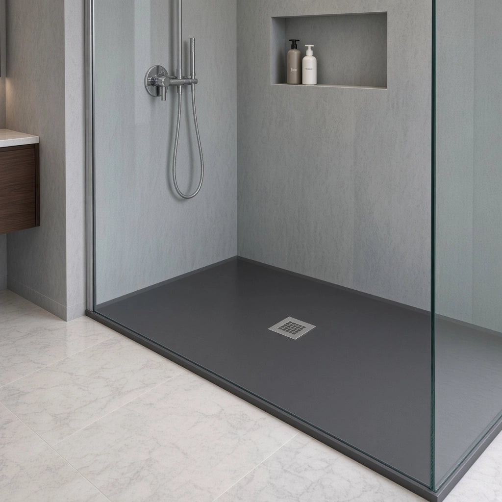 Piatto doccia rettangolare 90x180 cm effetto pietra marmoresina STONE Nero Grafite FRANCIA