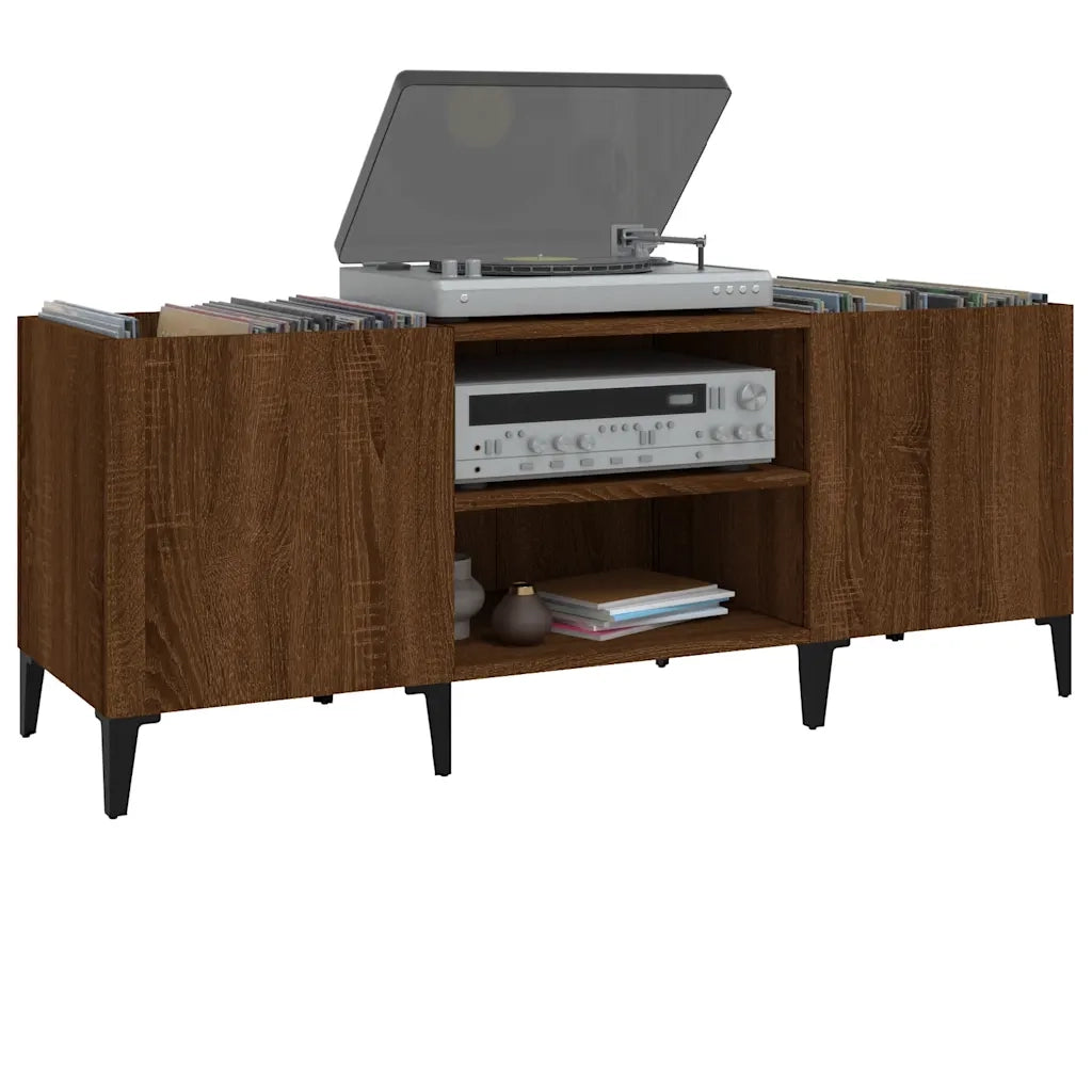 Mobile Porta Dischi Rovere Marrone 121x38x48 Legno Multistrato 831940