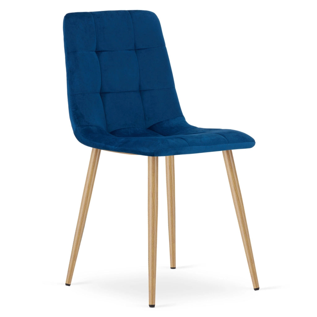 Set di 2 sedie Kara in velluto blu e gambe effetto legno
