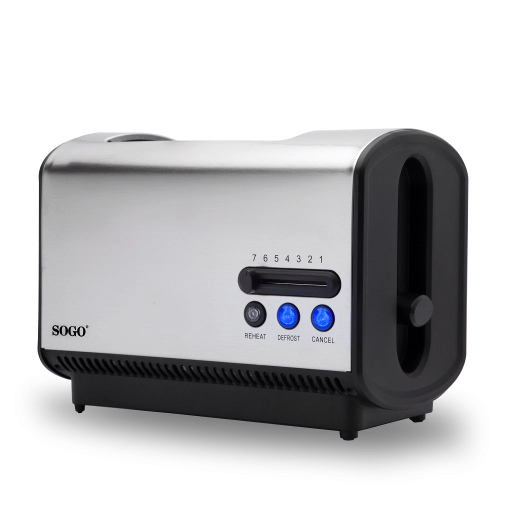 Tostapane elettrico 2 fette con controllo temperatura, vassoio briciole removibile, corpo acciaio inox 850W - SOGO