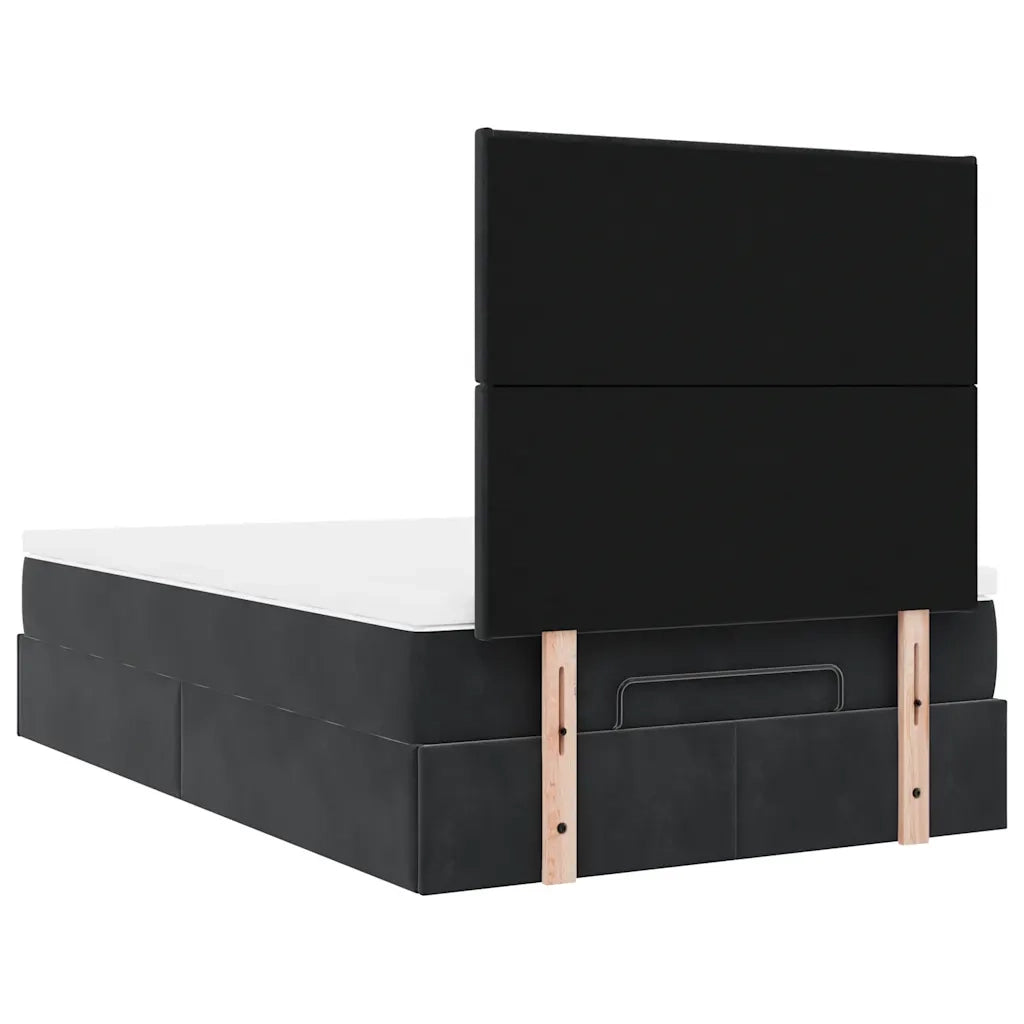 Struttura Letto Pouf con Materassi Nero 120x190 cm Velluto 3314236