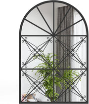 Specchio Ad Arco, Specchio da Parete 58 x 87cm con Cornice in Metallo, Specchio Decorativo a Finestra per Soggiorno Ingresso Camera da Letto e Bagno