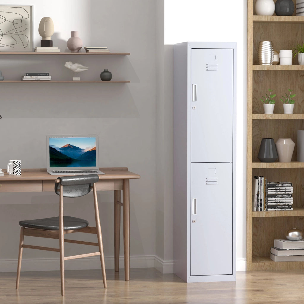 Armadio metallico a ante con 2 compartimenti ¨C zephmum ¨C 38x46x180 cm grigio