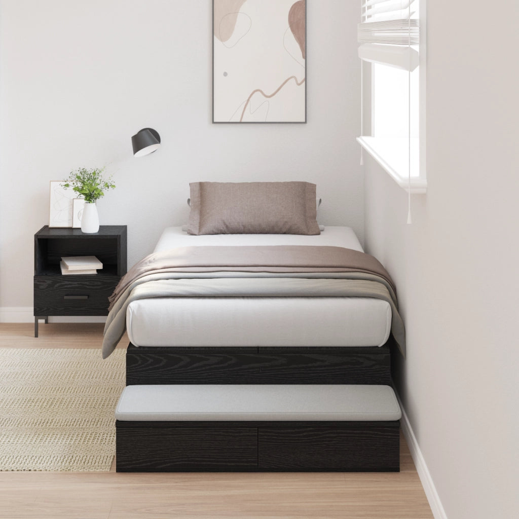 Struttura Letto con Contenitore Nero Rovere 90x190 cm