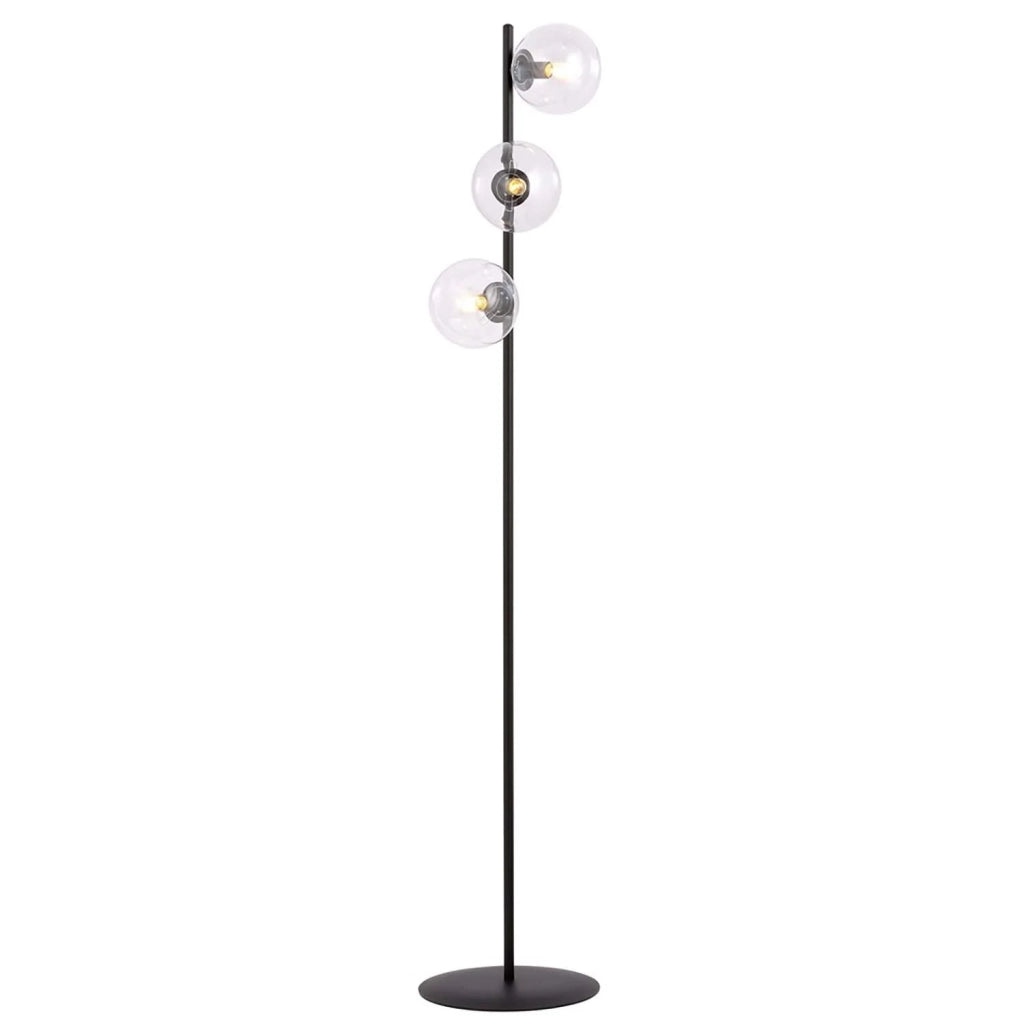Piantana Minimal Durga Acciaio Nero Trasparente 3 Luci E14 Ip20