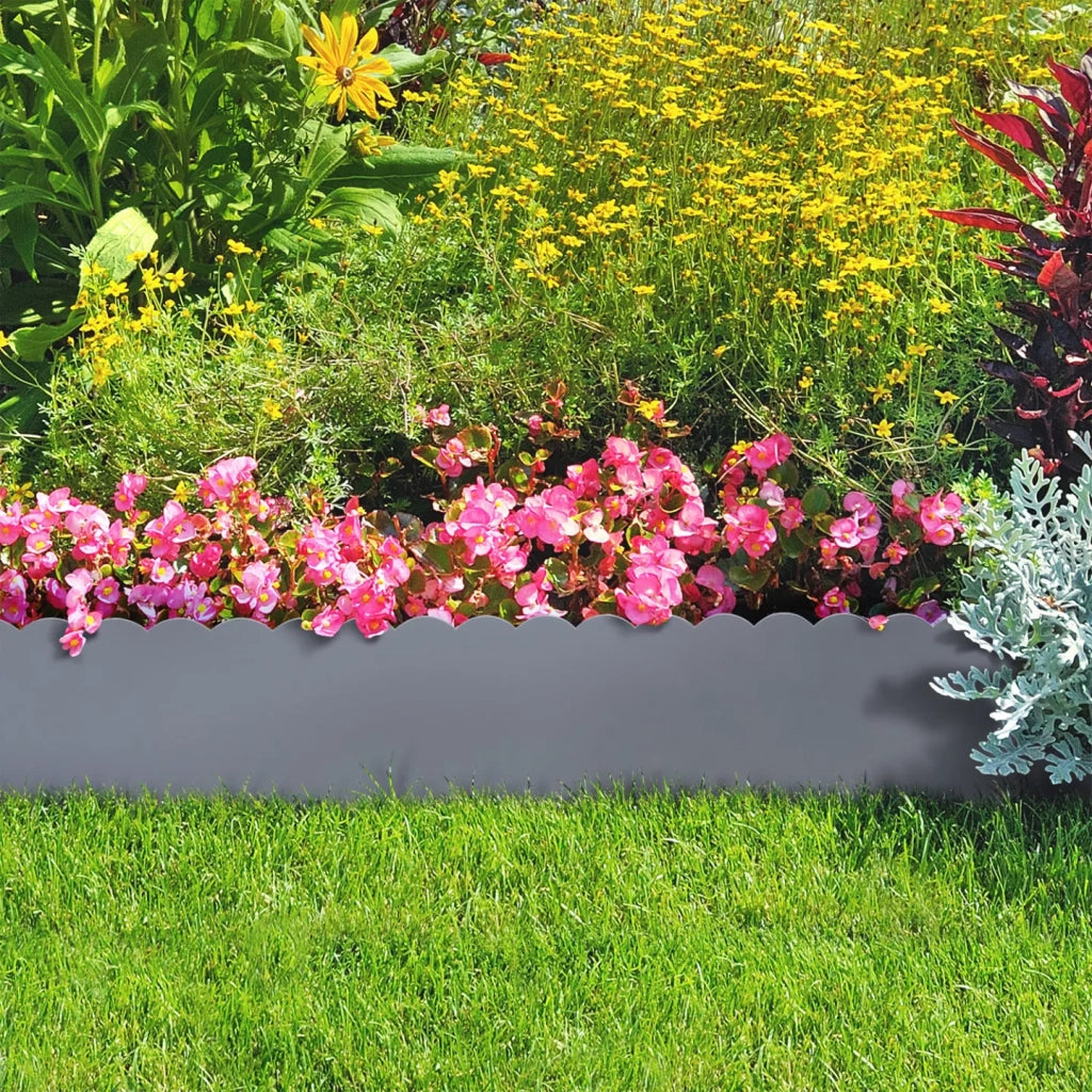 IDMarket - Bordature per prato 5 mt grigio antracite flessible altezza 18 cm x 5 pz