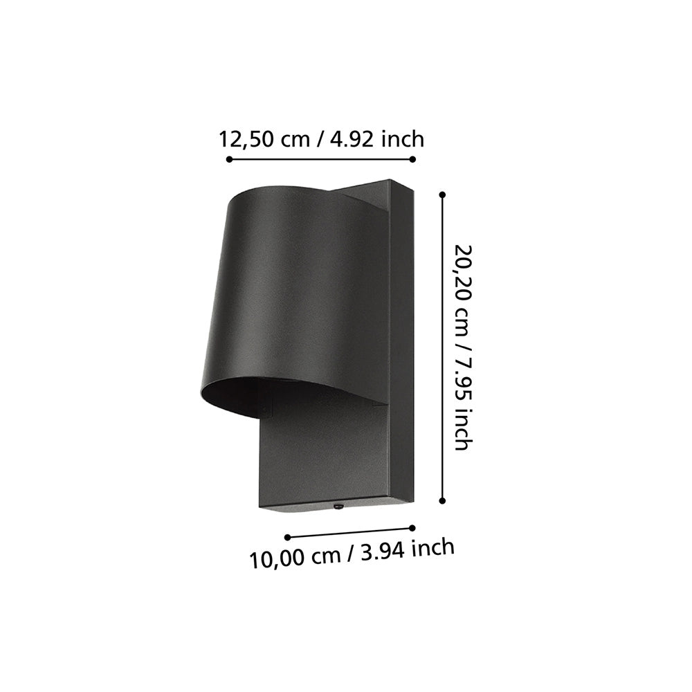 Applique Esterno Moderna Stagnone Alluminio Nero Gu10