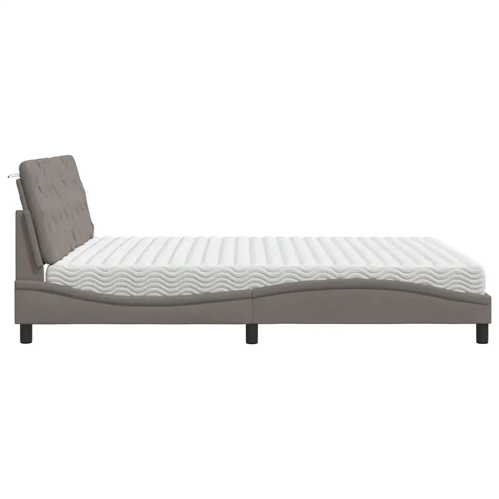 Letto con Materasso Tortora 180x200 cm in Tessuto 3310759