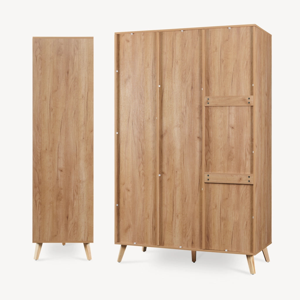 Armadio Guardaroba Norg con 2 Ante e 8 Scomparti 191x120x52 cm - Effetto Rovere [en.casa]