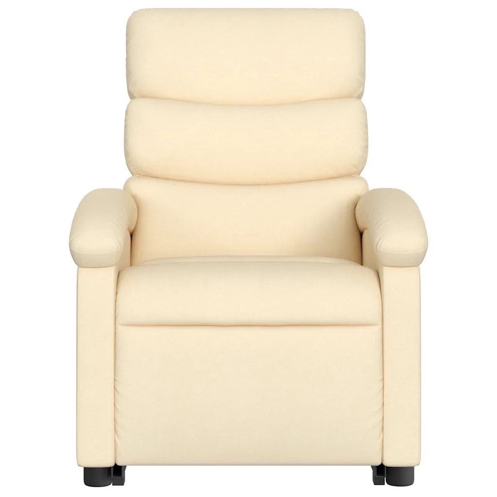 Poltrona Alzapersona Massaggiante | Sedia Relax Reclinabile Crema in Tessuto