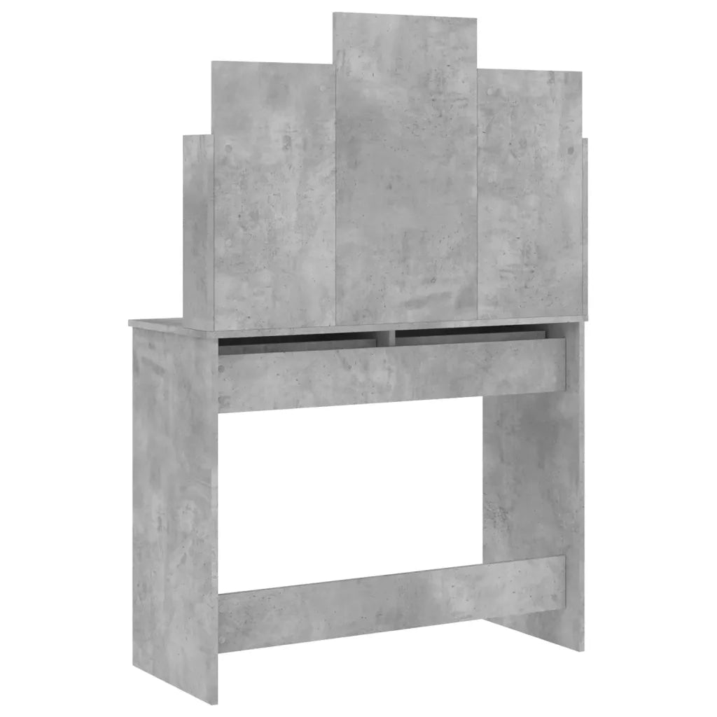 Toeletta | Tavolo da Trucco con Specchio Grigio Cemento 96x39x142 cm