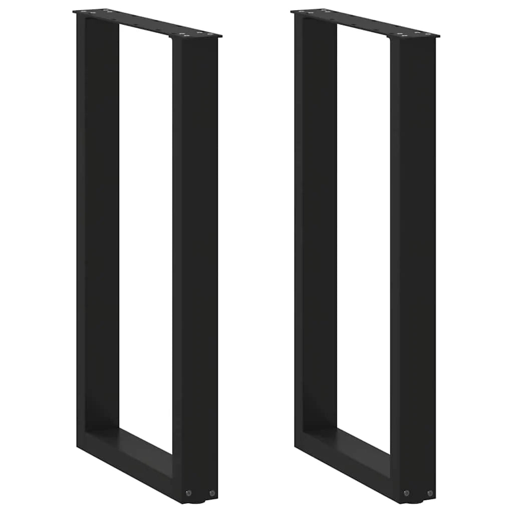 Set di 2 gambe regolabili per tavolo da bar a forma di U 40 x 90-91 cm design moderno acciaio nero 02_0057456