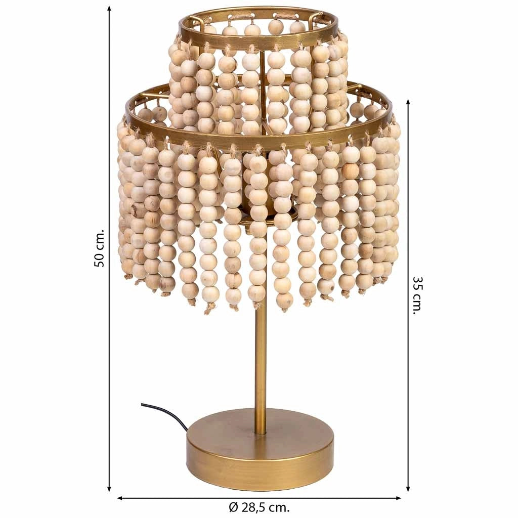 Lampada da tavolo in metallo e legno 28,5x28,5x35/50h cm Oro