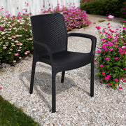 Sedia da esterno Asha, Seduta da giardino, Sedia per tavolo da pranzo, Poltrona outdoor effetto rattan, 100 % Made in Italy, Cm 54x60h82, Antracite