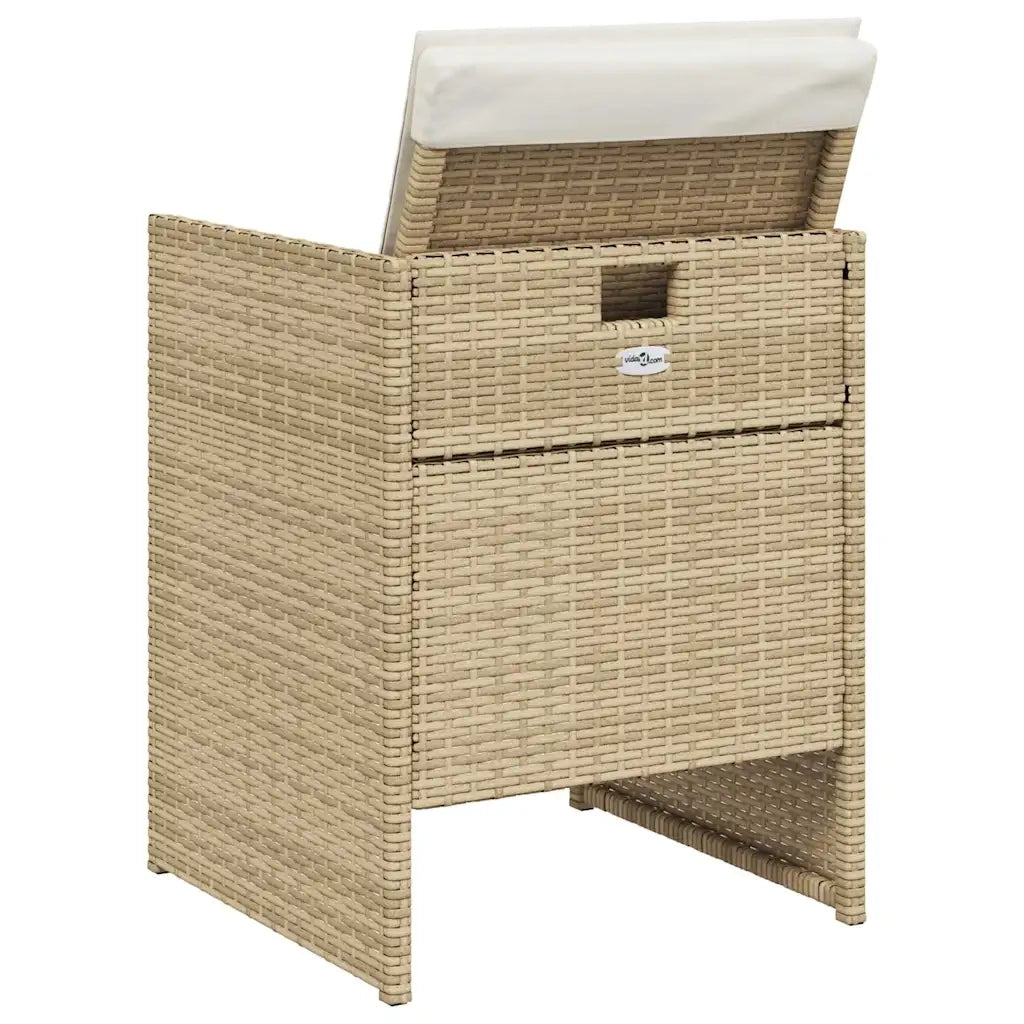 Set da Pranzo da Giardino 5 pz con Cuscini Beige in Polyrattan 365083