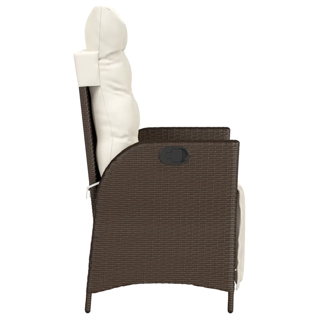 vidaXL Sedia Reclinabile Giardino con Poggiapiedi Marrone Polyrattan