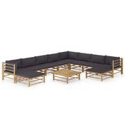 Set Divani da Giardino 11 pz con Cuscini Grigio Scuro in BambÃ¹ cod mxl 44389