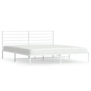 Letto matrimoniale | Letto per adulti | Giroletto con Testiera Metallo Bianco 200x200 cm