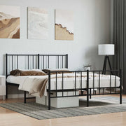 Giroletto con Testiera e Pediera-Struttura Letto Metallo Nero 140x190 cm 372872