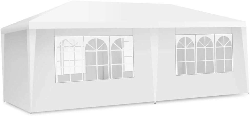 Gazebo da Giardino, 3 x 6 m, con 4 Pareti Laterali Rimovibili, Portatile, con Borsa per il Trasporto, Gazebo e Tenda da Giardino, per Feste, Matrimoni, Bianco