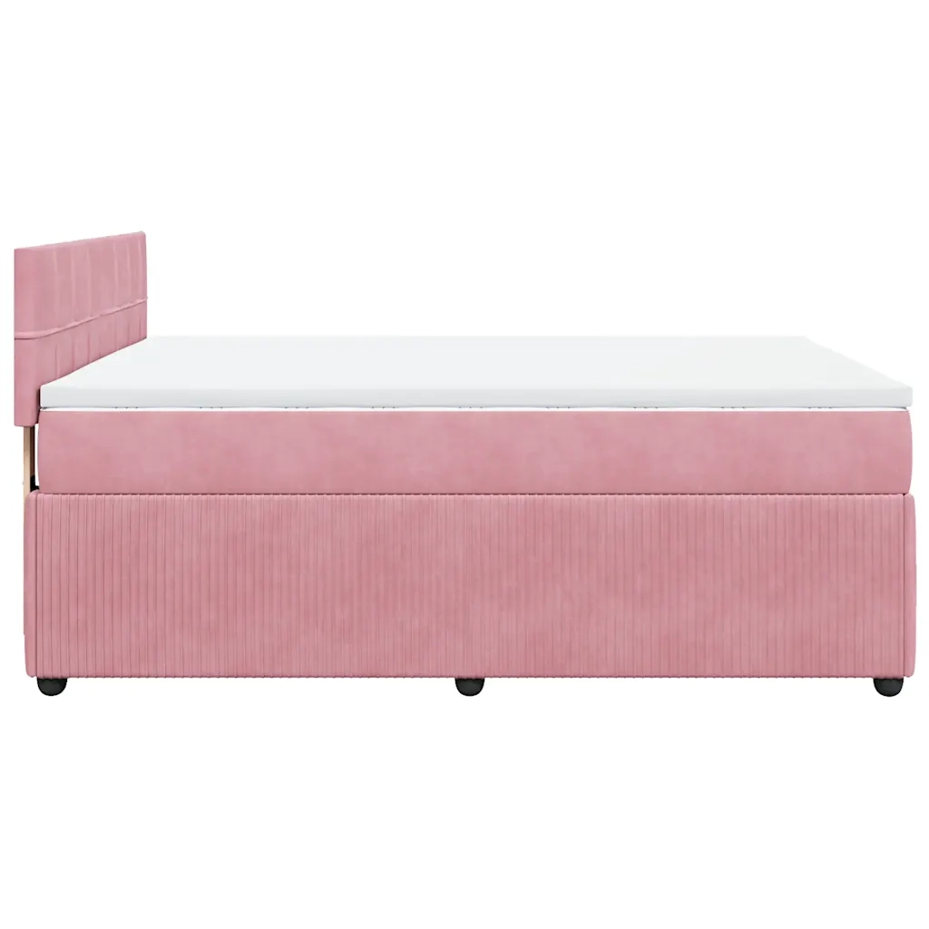 Giroletto a Molle con Materasso Rosa 140x200 cm in Velluto