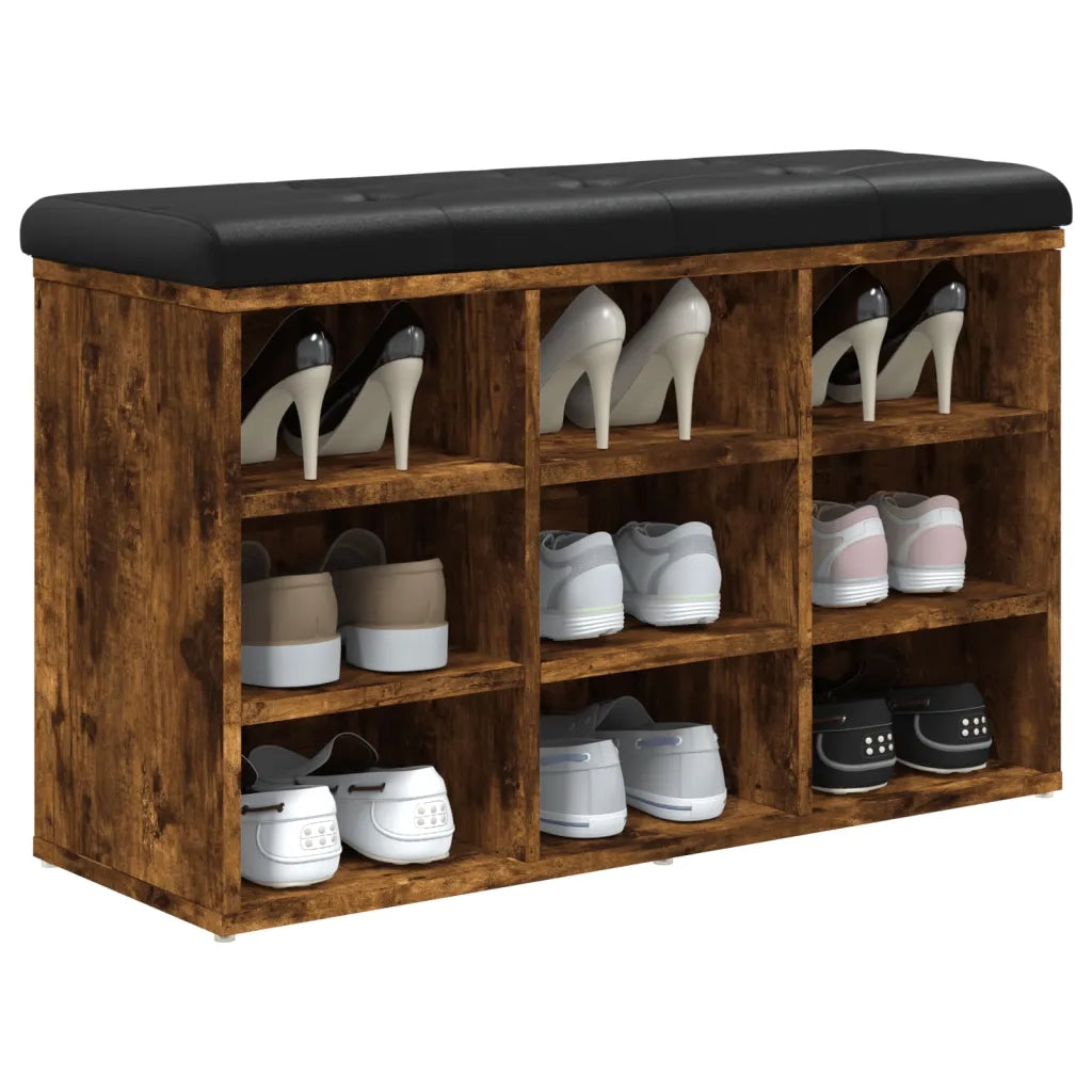 Panca Porta Scarpe Rovere Fumo 82x32x50 cm Legno Multistrato 835107