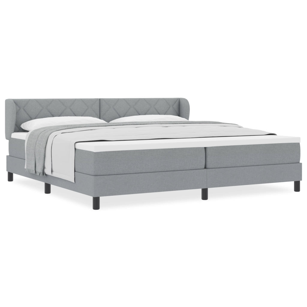 Letto Box Spring con Materasso Grigio Chiaro 200x200 cm Tessuto