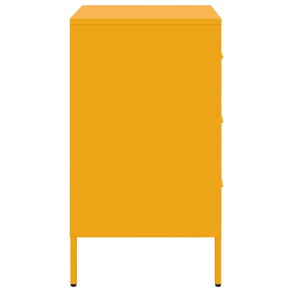 Comodini 2 pz-Set di 2 Tavolino da notte Giallo Senape 36x39x68 cm in Acciaio 520168