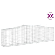 Cestini gabbioni recinzione a gabbia muro di contenimento ad arco 6 pezzi 400 x 50 x 100/120 cm ferro zincato argento 02_0041048