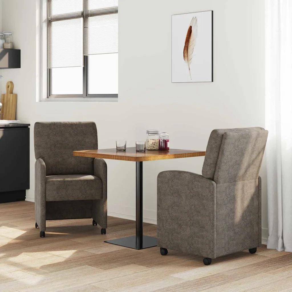 Sedie da Pranzo con Ruote 2 pz | Sedie da cucina Grigio scuro 57 x 67 x 95 cm