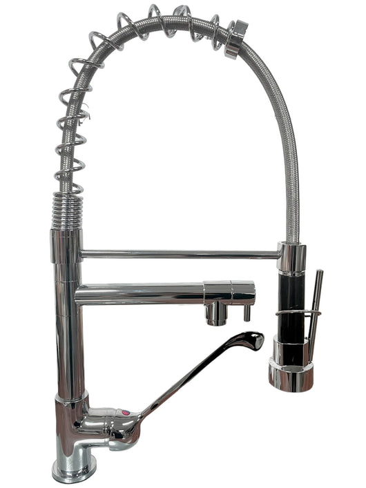 Rubinetto miscelatore cucina professionale industriale con leva clinica doppia uscita