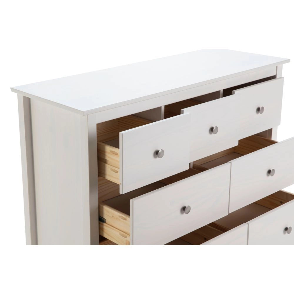 Cassettiera Berna con 4 cassettoni e 3 cassetti in legno massiccio bianco 110x40x80H