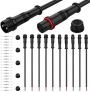 Set di connettori LED acqua resistente a 2 poli - 5 paia, contatti maschili e femminili piccoli con cavo 0,2 mm² 24 AWG IP67, cavo di estensione 20 cm per auto, camion, imbarcazione interno