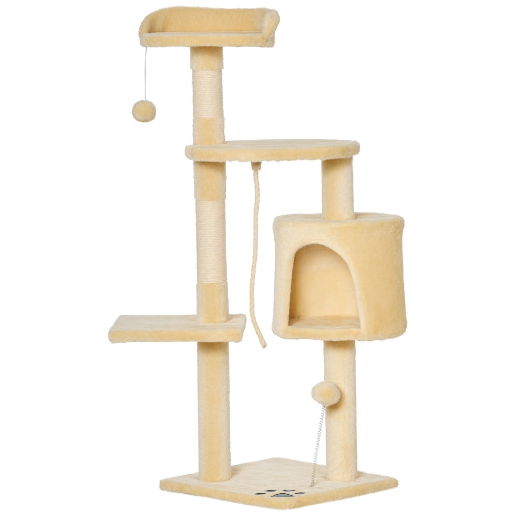 Albero per gatti con tiragraffi, piattaforme e giocattoli ¨C zephmum ¨C beige 40x40x114 cm