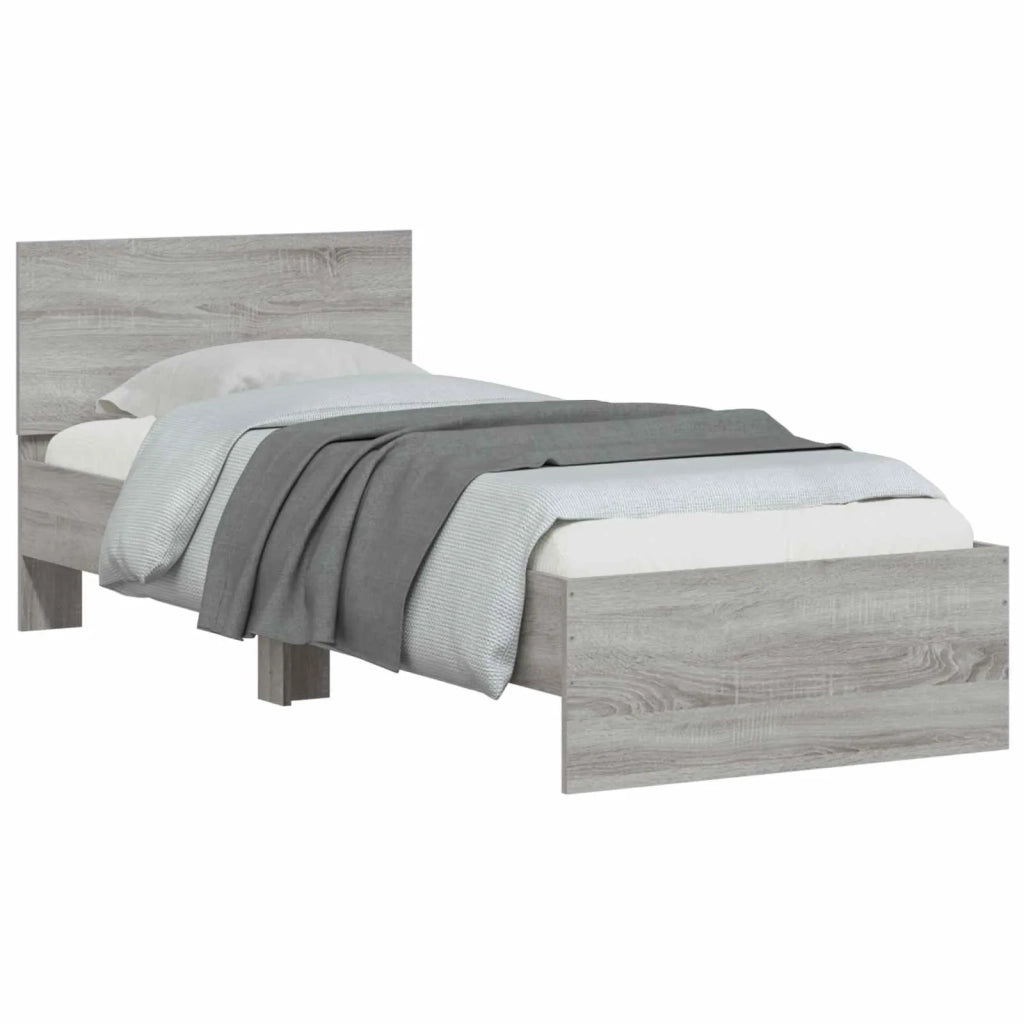 Struttura letto con testata Sonoma grigia 80 x 200 cm