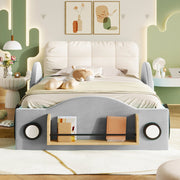 Letto imbottito 90x200 cm con contenitore idraulico e cuscino in flanella grigio