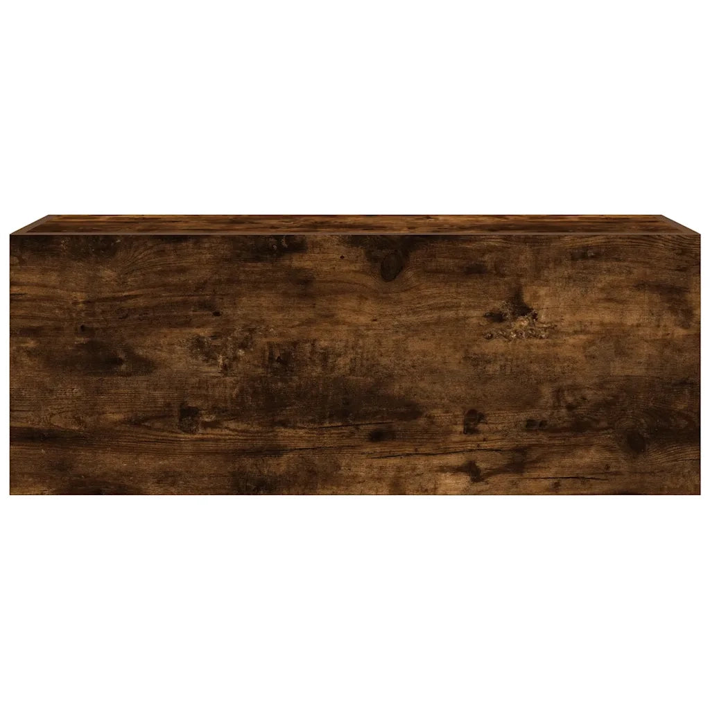 Mobiletto da bagno a parete pratico e multifunzionale 80 x 25 x 30 cm in legno composito finitura rovere affumicato 02_0051273
