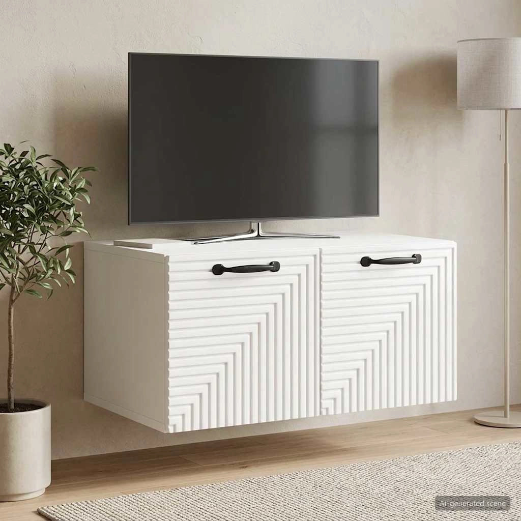 Mobile Porta TV da Muro Bianco Lucido 59,5 x 41 x 30 cm 898679