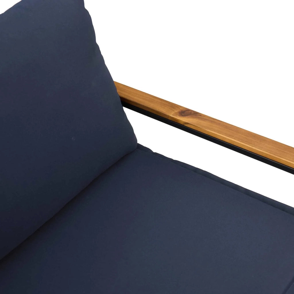 panchina con cuscino Grigio e Blu Navy 115 x 65 x 72 cm Rattan