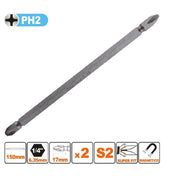 Trade Shop - Kit 2 Pezzi Di Bits Da 150mm A Doppia Testa S2 Punte A Croce Magnetica Ph2 57242 -