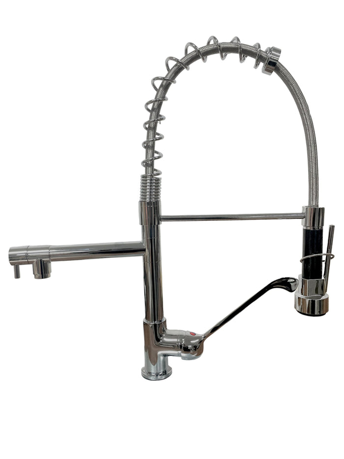 Rubinetto miscelatore cucina professionale industriale con leva clinica doppia uscita