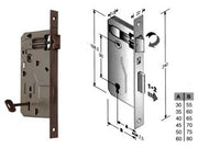 SERRATURA A BUSSOLA DA INFILARE BORDO QUADRO BRONZATO  mm.40 bordo acciaio bronzato    BONAITI