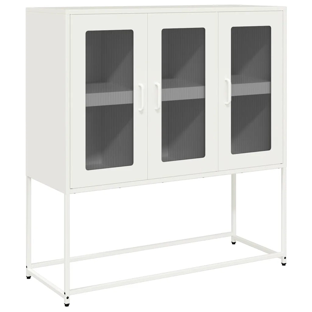 Credenza Bianca 100,5x39x107 cm in Acciaio Laminato a Freddo 853409