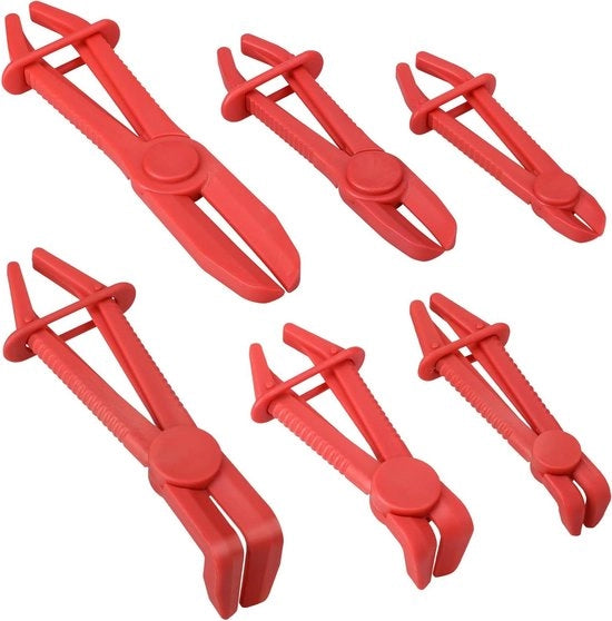 Set di attacchi a gomito premium 6 pezzi per guida freno e guida carburante - Rosso