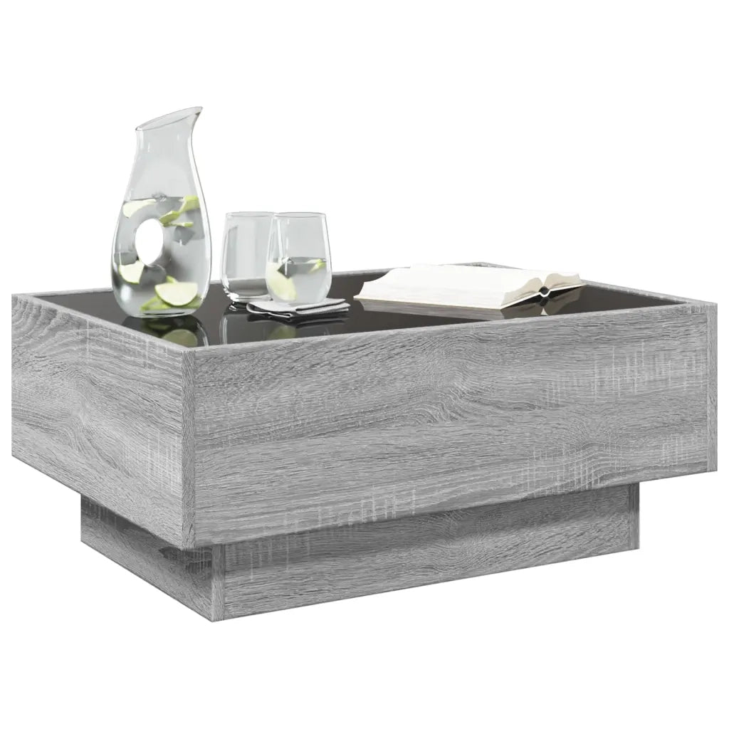 Tavolino salotto | Tavolino da caff¨¨ | Tavolino da Soggiorno con LED Grigio Sonoma 70x50x30 cm Multistrato