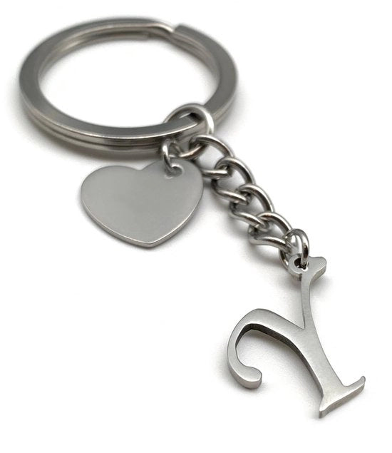 Sostegno per Chiavi con Cuore | Lettere da A a Z | Manufatto in Acciaio Inossidabile | Iniziale del Nome Regalo per Partner Amico Amica