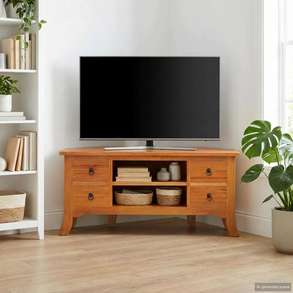 Mobile TV-Credenza per TV Naturale 100 x 40,5 x 46 cm Legno di Mogano Massello