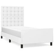 Letto singolo | Letto per adulti | Giroletto con Testiera Bianco 90x190 cm in Similpelle