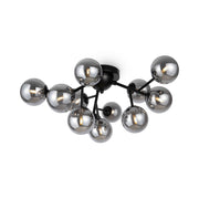 Plafoniera Contemporanea Dallas Metallo Nero 12 Luci Diffusori Neri
