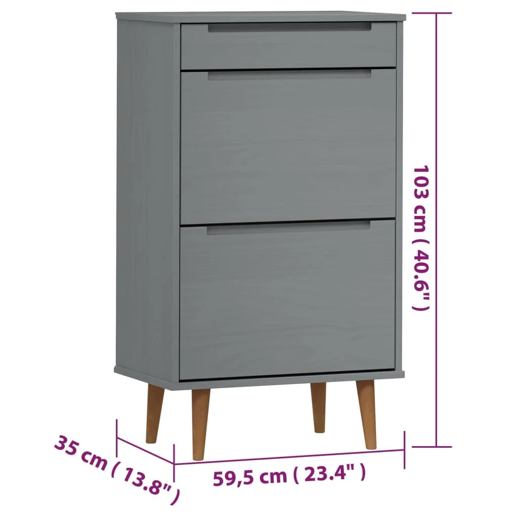 Scarpiera mobile contenitore per scarpe mobile per ingresso/corridoio/soggiorno 59,5 x 35 x 103 cm legno di pino grigio 02_0021897